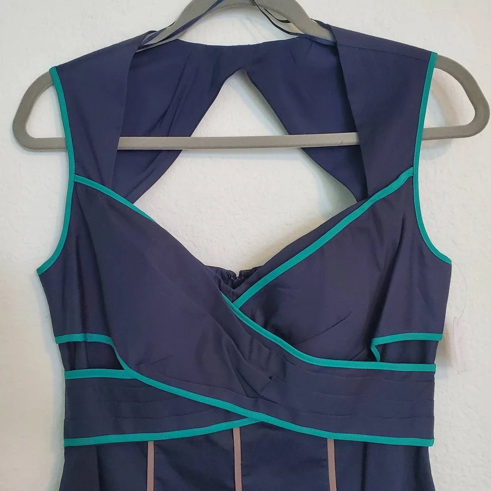 Y2K Babydoll Sleeveless Blue Pink Summer Dress Sz 8 Stripe Casual Sundress NWT